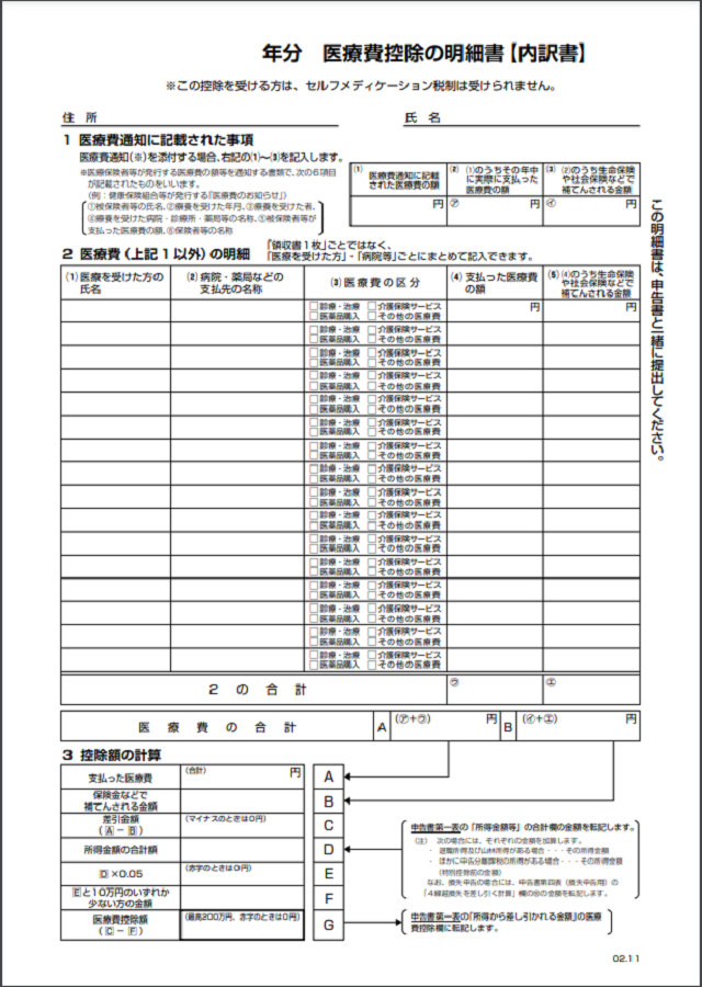 医療費控除の明細書の作成方法
